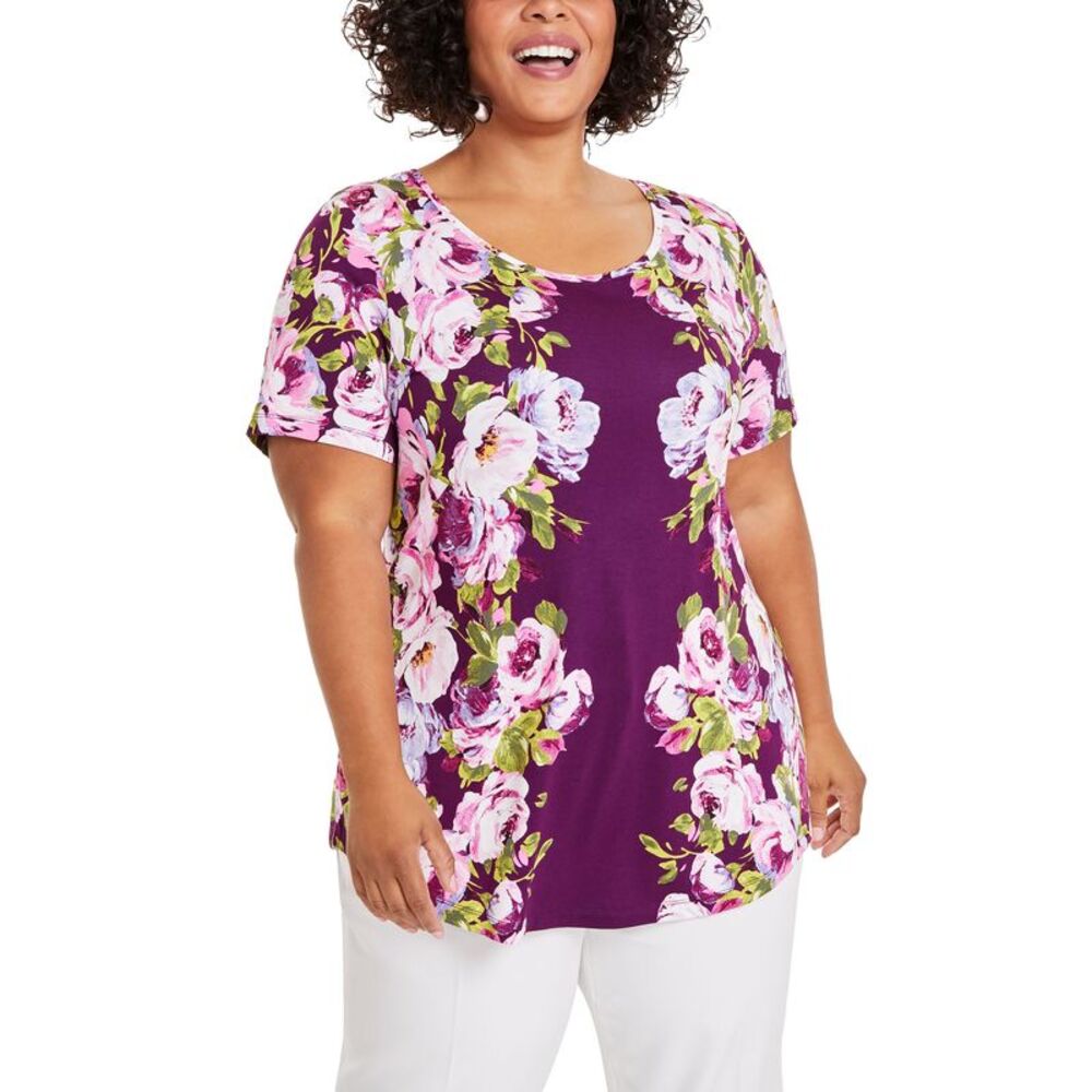Plus Size Garden Dream Scoop-Neck Top